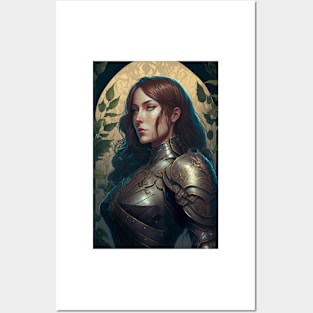 Female Knight - Art Nouveau Style Posters and Art